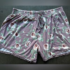 Just Be Floral Women's Pajama Shorts - Mauve and Green